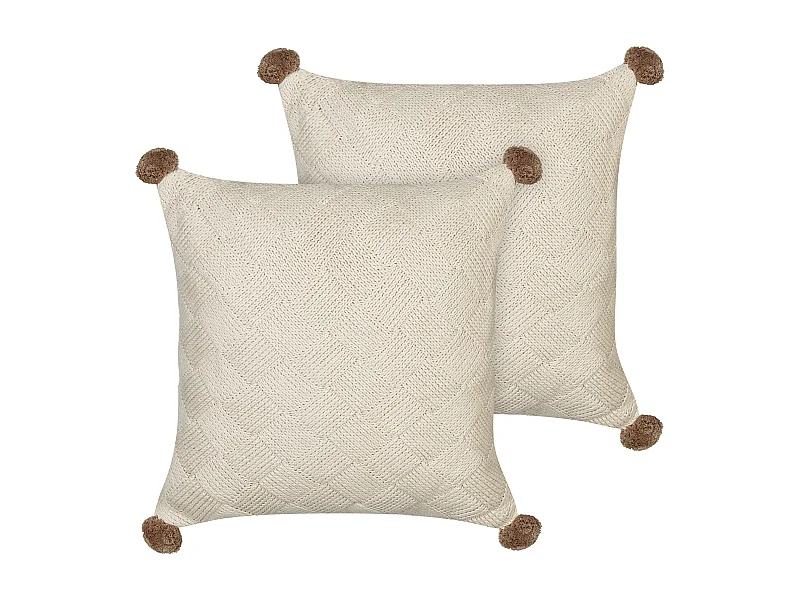 Lot de 2 coussins décoratifs OBERONIA Coton 45 x 45 cm Beige Unicolore