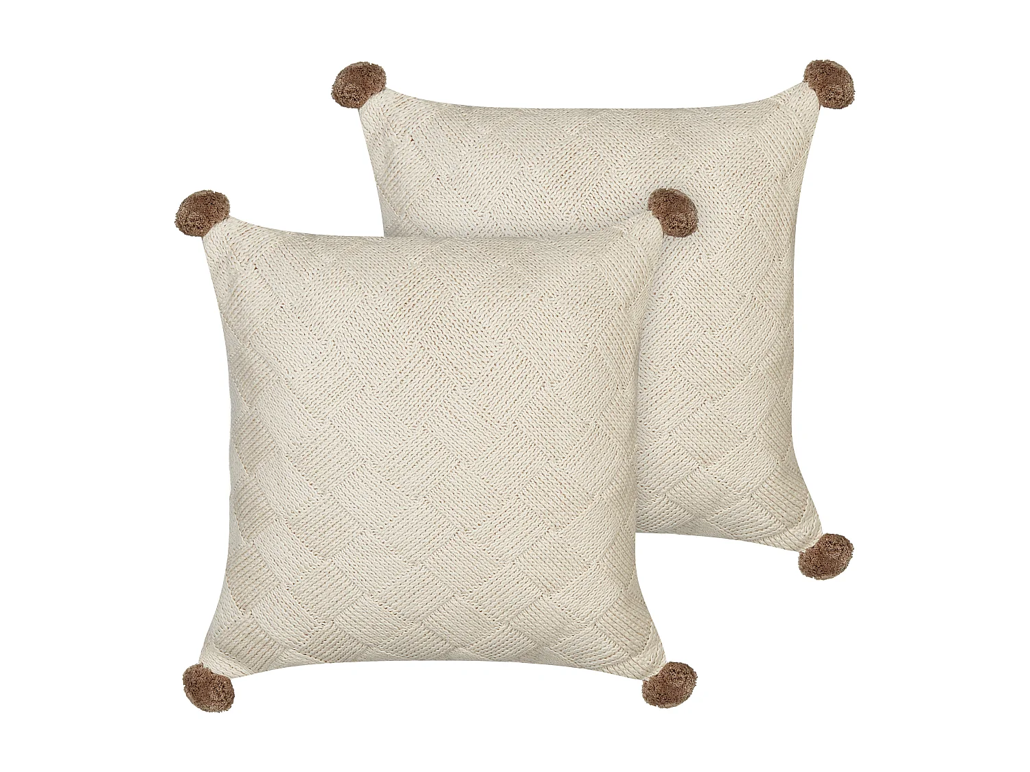 Conjunto de 2 almofadas decorativas OBERONIA Algodão 45 x 45 cm Creme Sólido