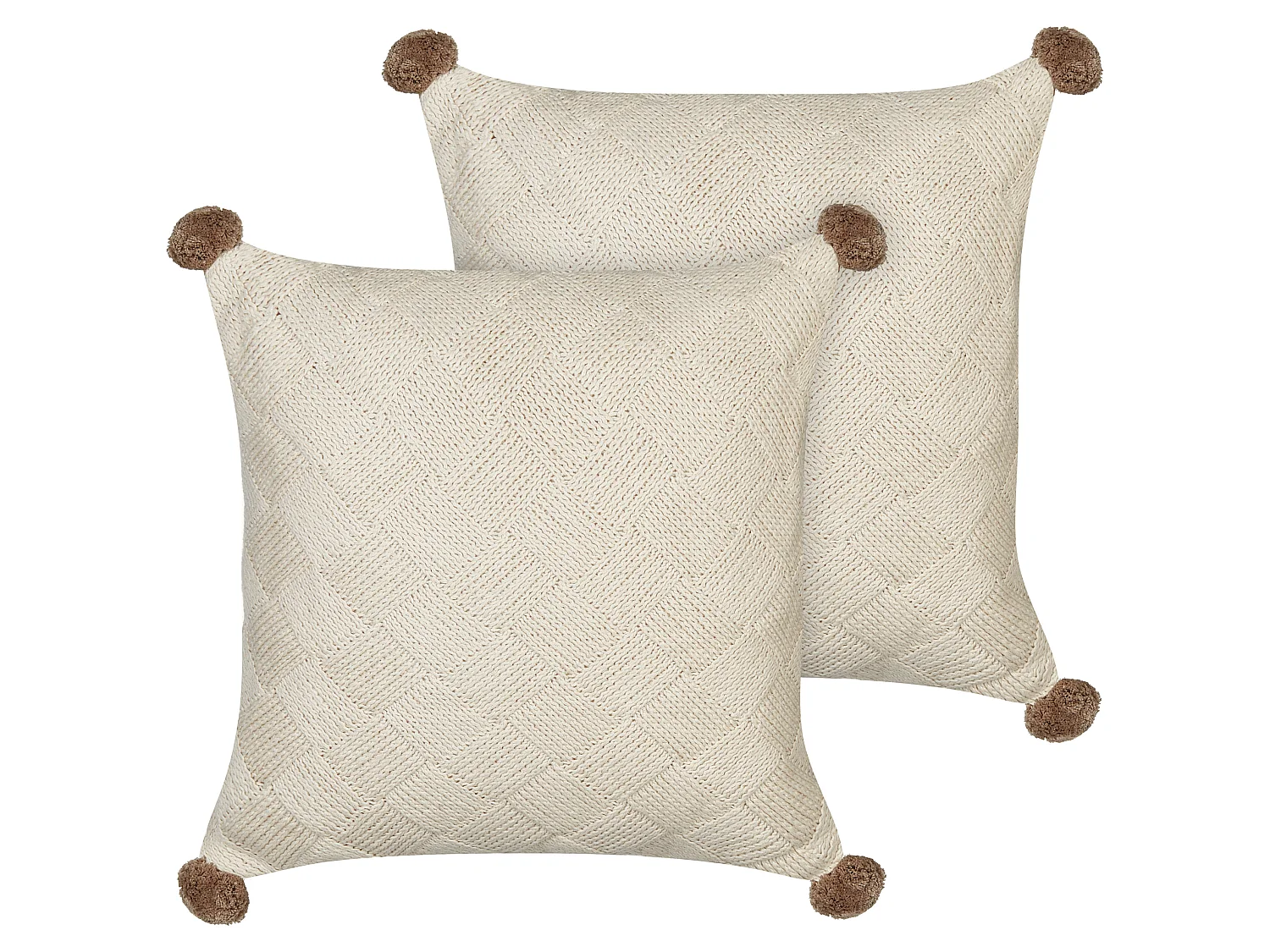 Set of 2 Decorative Cushions OBERONIA Cotton 45 x 45 cm Beige Solid