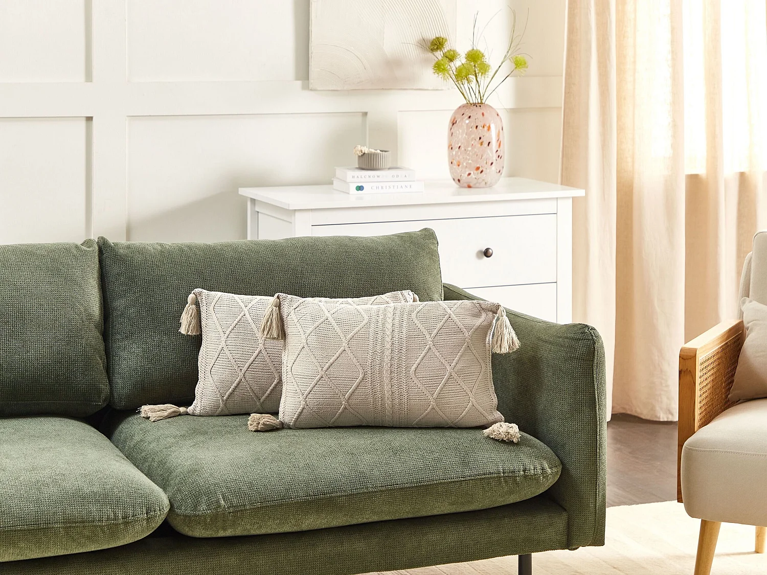 Lot de 2 coussins décoratifs CAESIA Coton 30 x 50 cm Beige Unicolore