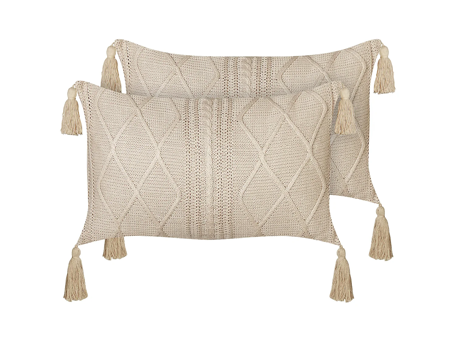Conjunto de 2 almofadas decorativas CAESIA Algodão 30 x 50 cm Creme Sólido