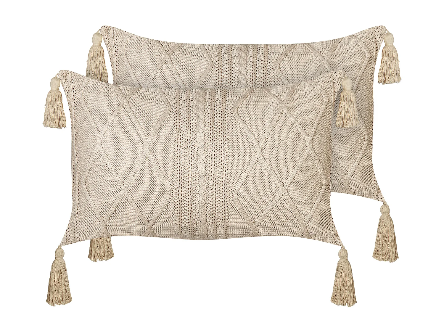 Lot de 2 coussins décoratifs CAESIA Coton 30 x 50 cm Beige Unicolore