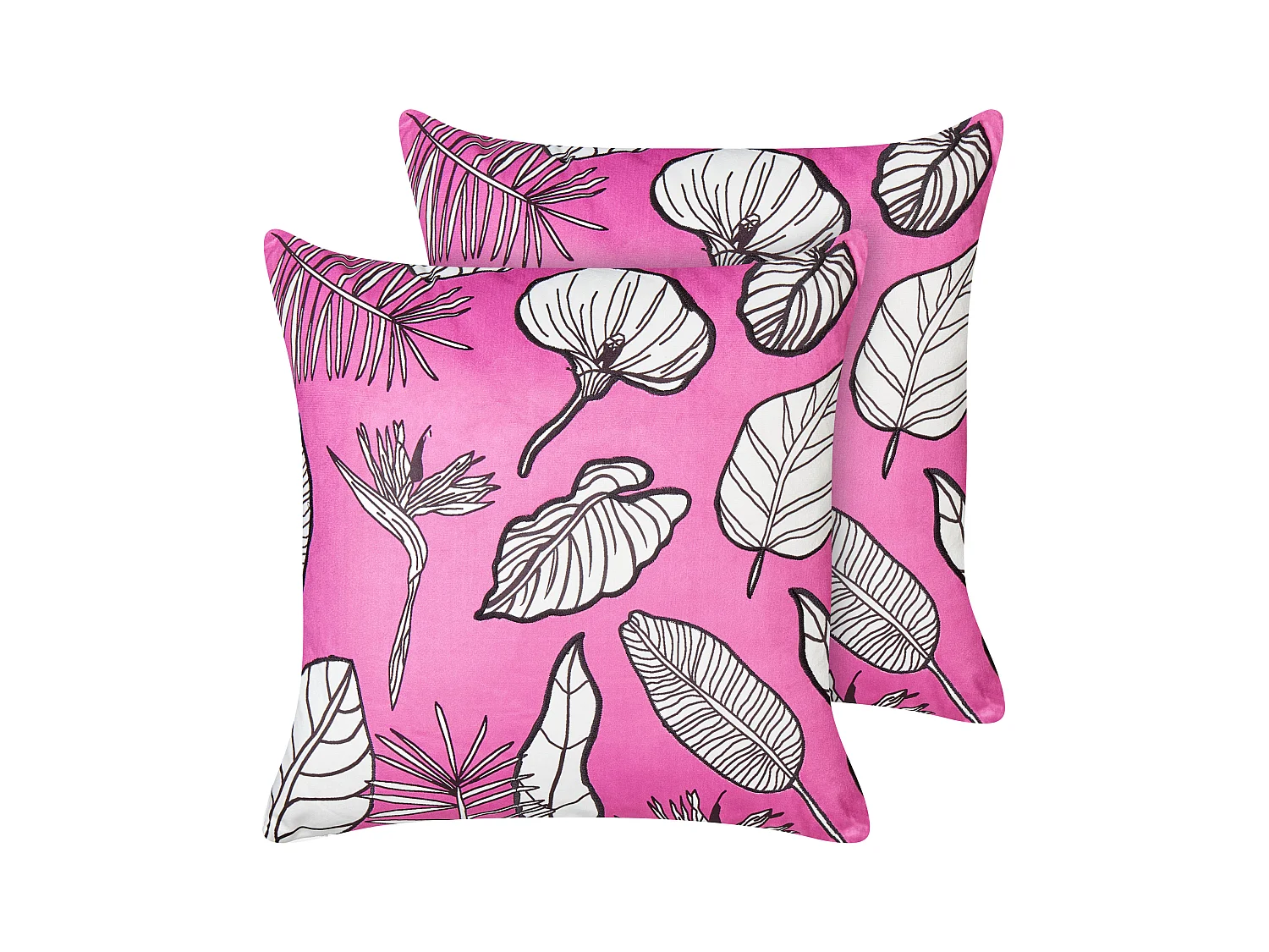 Lot de 2 coussins décoratifs MALVA Velours 45 x 45 cm Rose Motif floral