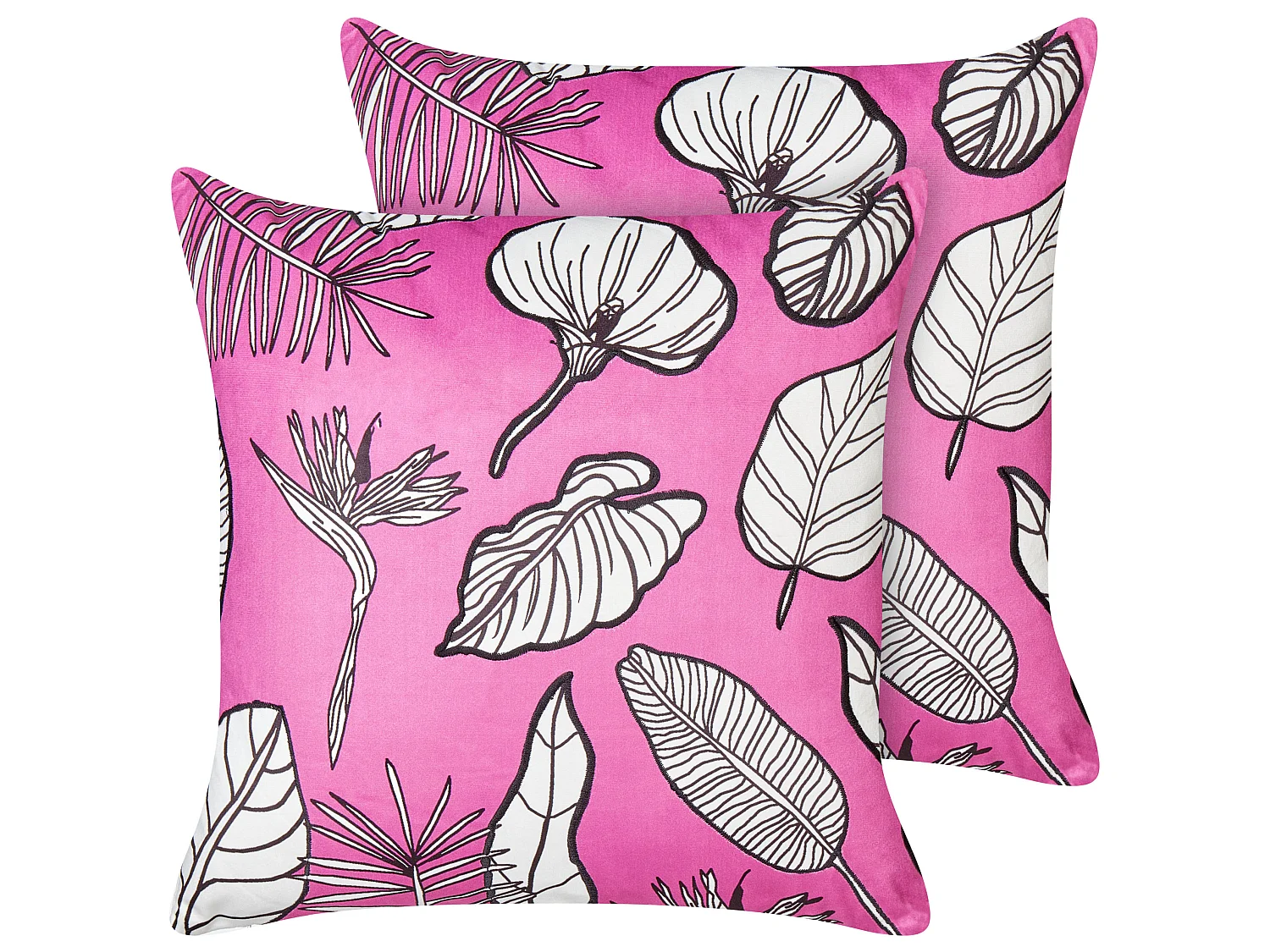 Set van 2 decoratieve kussens MALVA Fluweel 45 x 45 cm Roze Bloempatroon