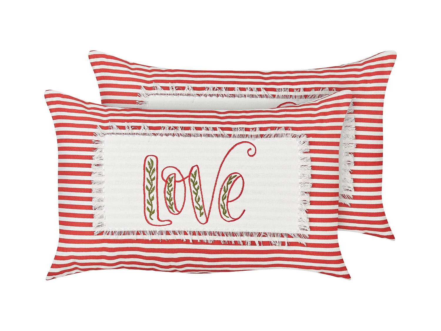 Lot de 2 coussins décoratifs ALSINE Coton 30 x 50 cm Rouge À rayure
