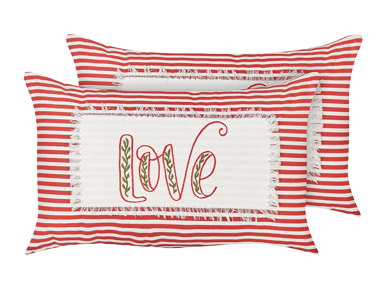 Set van 2 decoratieve kussens ALSINE Katoen 30 x 50 cm Rood Gestreept