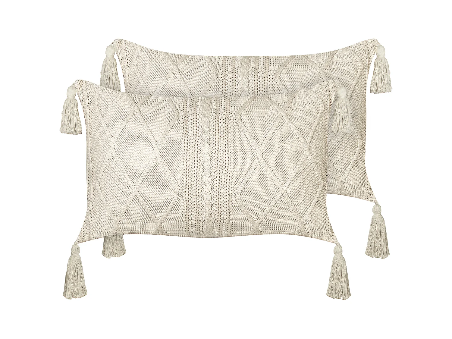 Lot de 2 coussins décoratifs CAESIA Coton 30 x 50 cm Beige clair Unicolore