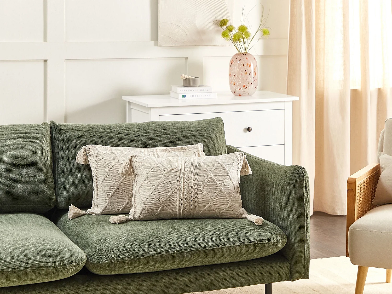 Lot de 2 coussins décoratifs CAESIA Coton 30 x 50 cm Beige clair Unicolore