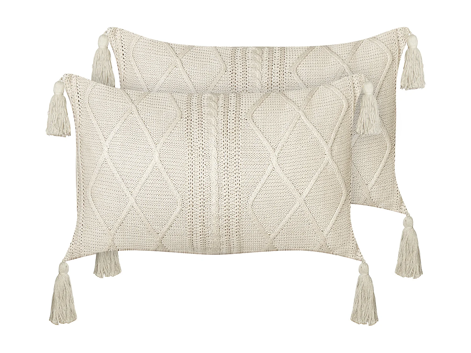 Lot de 2 coussins décoratifs CAESIA Coton 30 x 50 cm Beige clair Unicolore