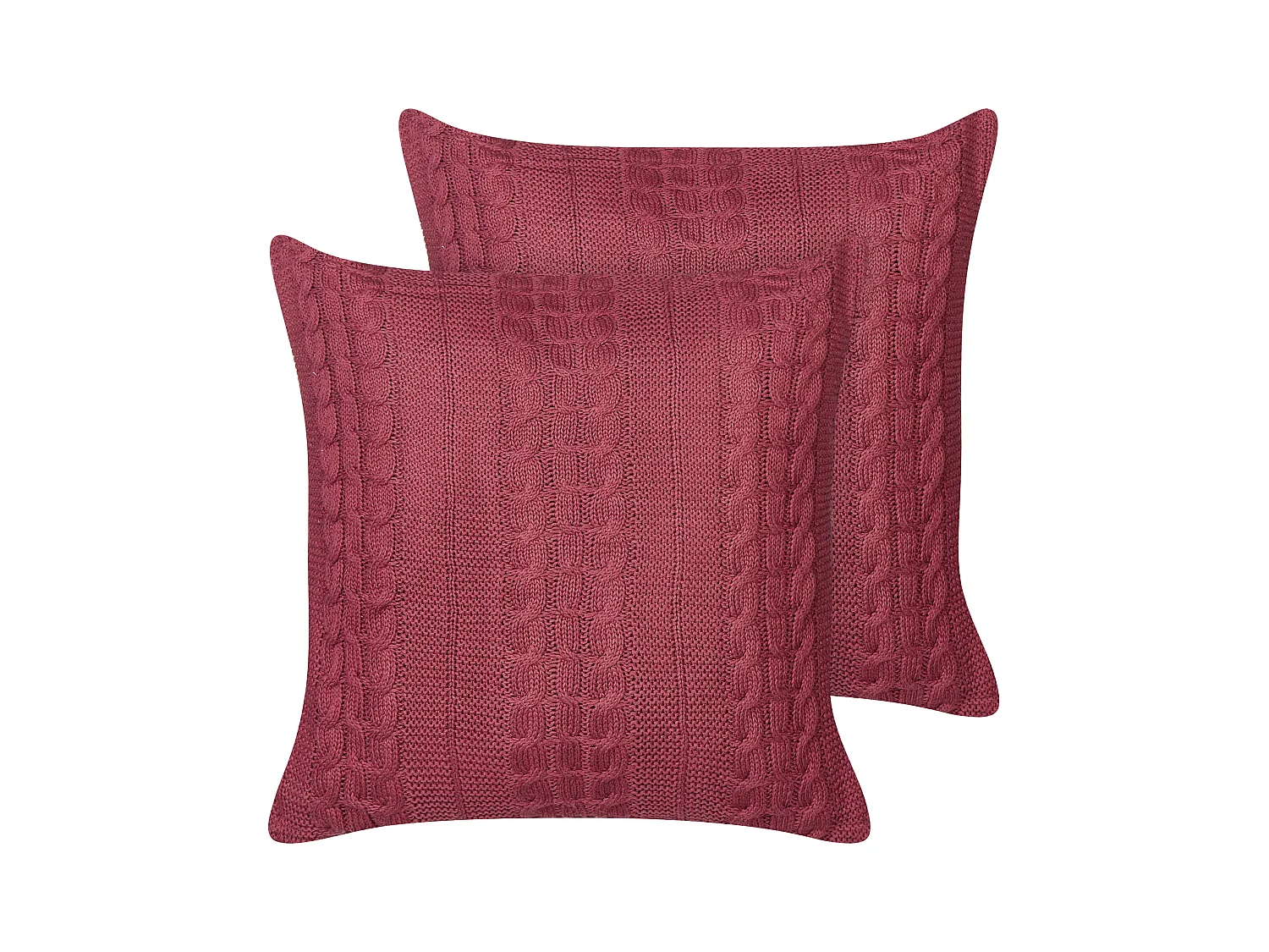 Lot de 2 coussins décoratifs CADETIA Coton 45 x 45 cm Rouge Bordeaux Unicolore