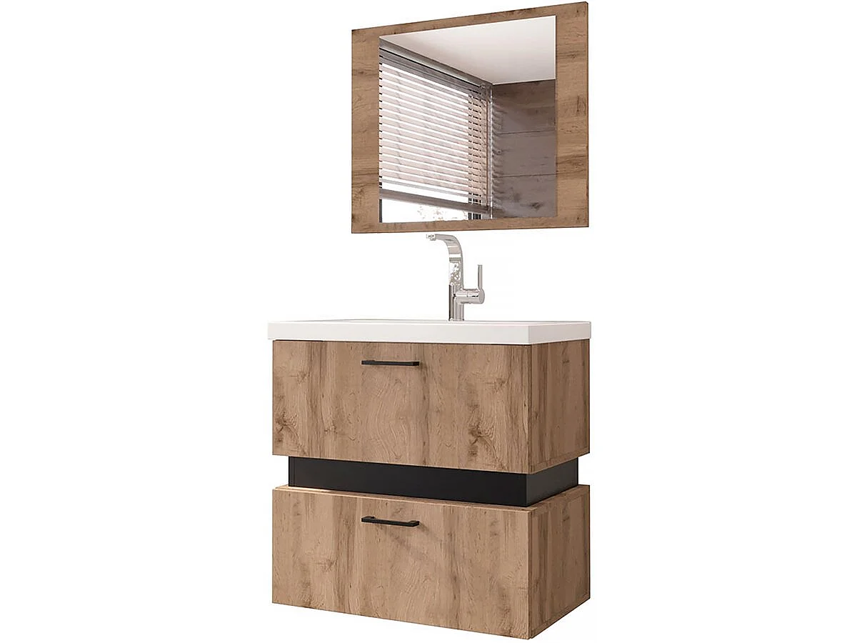 Conjunto de Banheiro de 3 Peças "Paros" - Marrom/Preto - Fabricação Europeia - Resistente à Água - Design Elegante