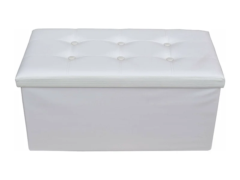 Mobili Rebecca Puff Sgabello Baule Bianco Design Moderno Contenitore 38x76x38