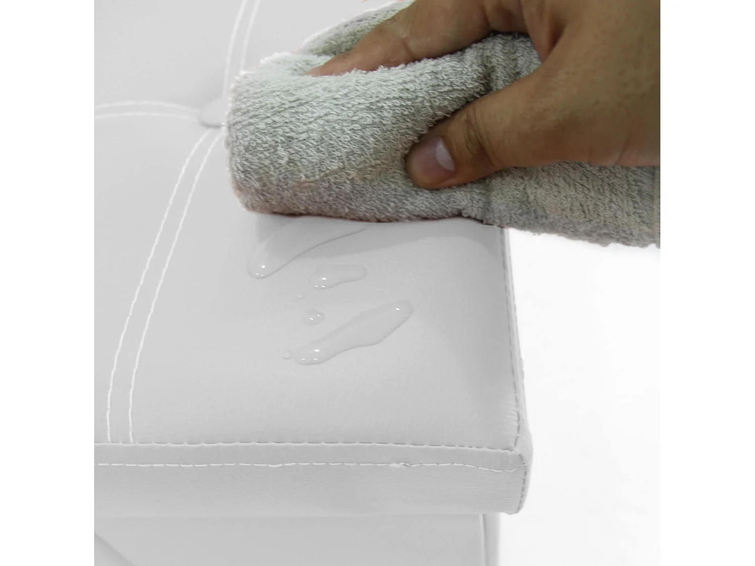 Mobili Rebecca Puff Sgabello Baule Bianco Design Moderno Contenitore 38x76x38