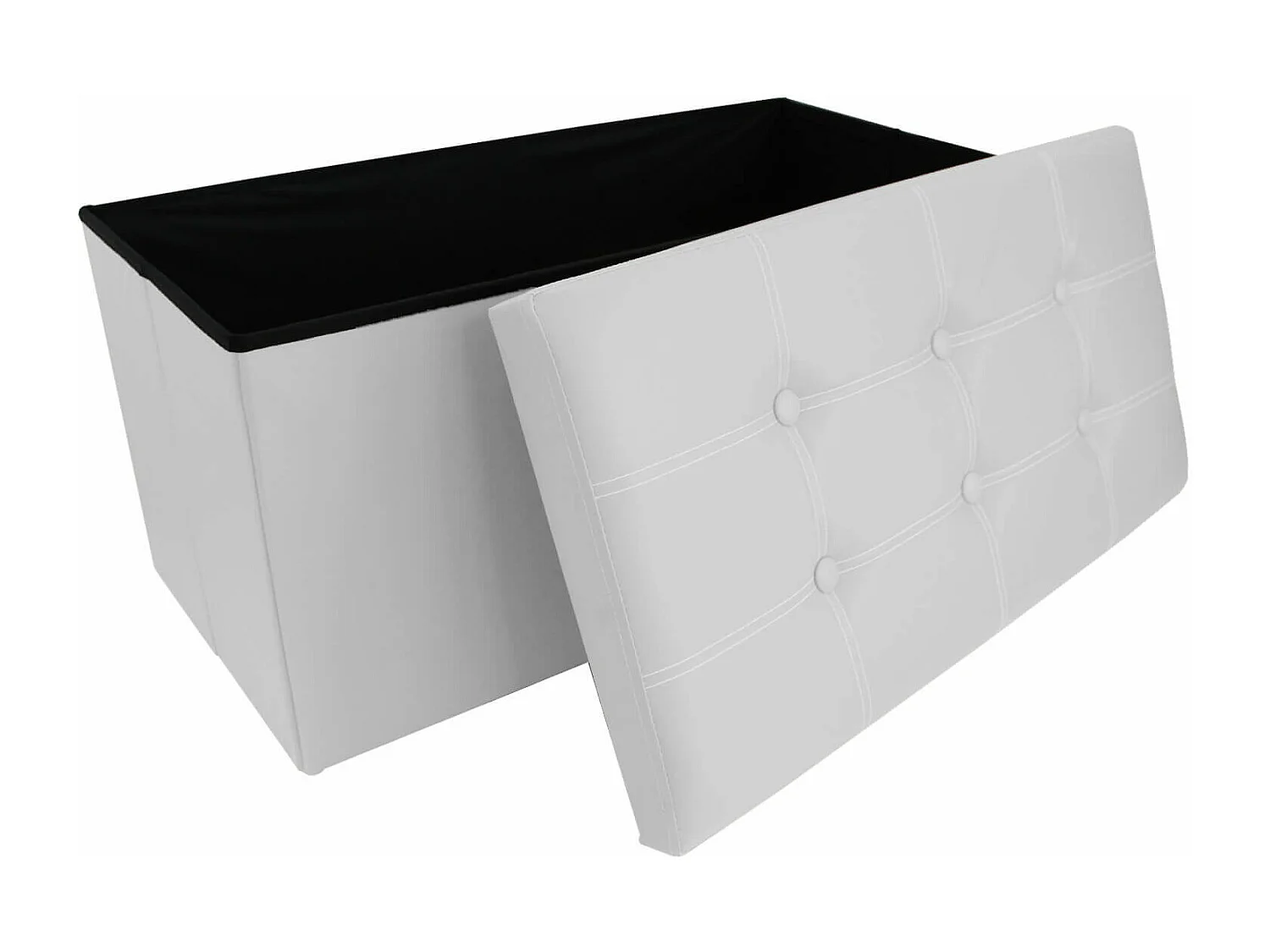 Mobili Rebecca Pouf Coffre de rangement Banc Rectangle Blanc Stokage 38x76x38