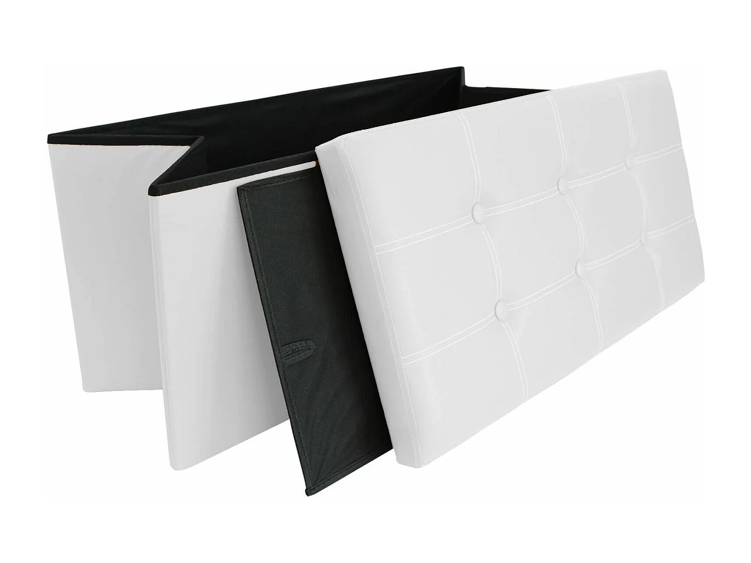 Mobili Rebecca Pouf Coffre de rangement Banc Rectangle Blanc Stokage 38x76x38