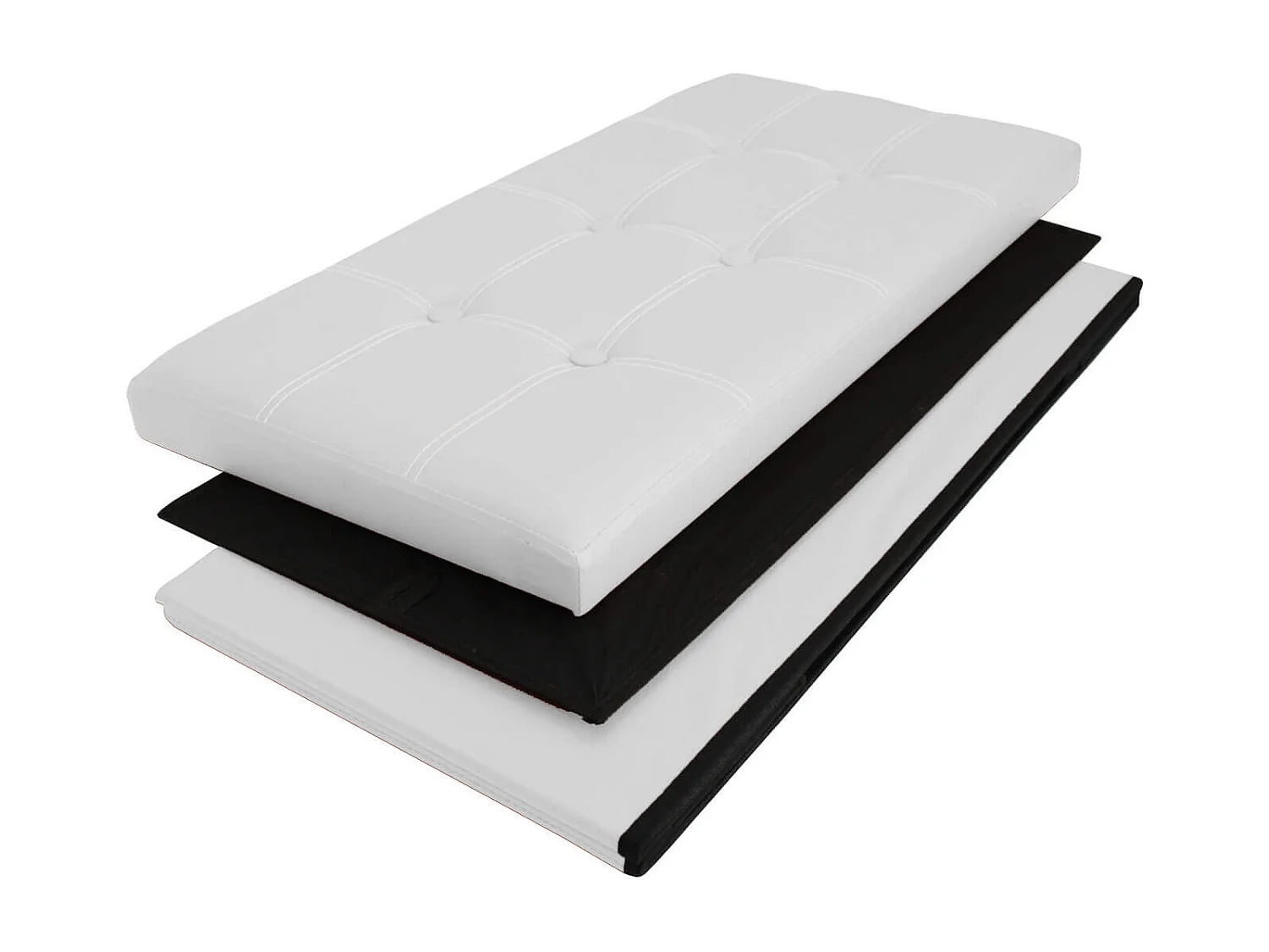 Mobili Rebecca Pouf Coffre de rangement Banc Rectangle Blanc Stokage 38x76x38