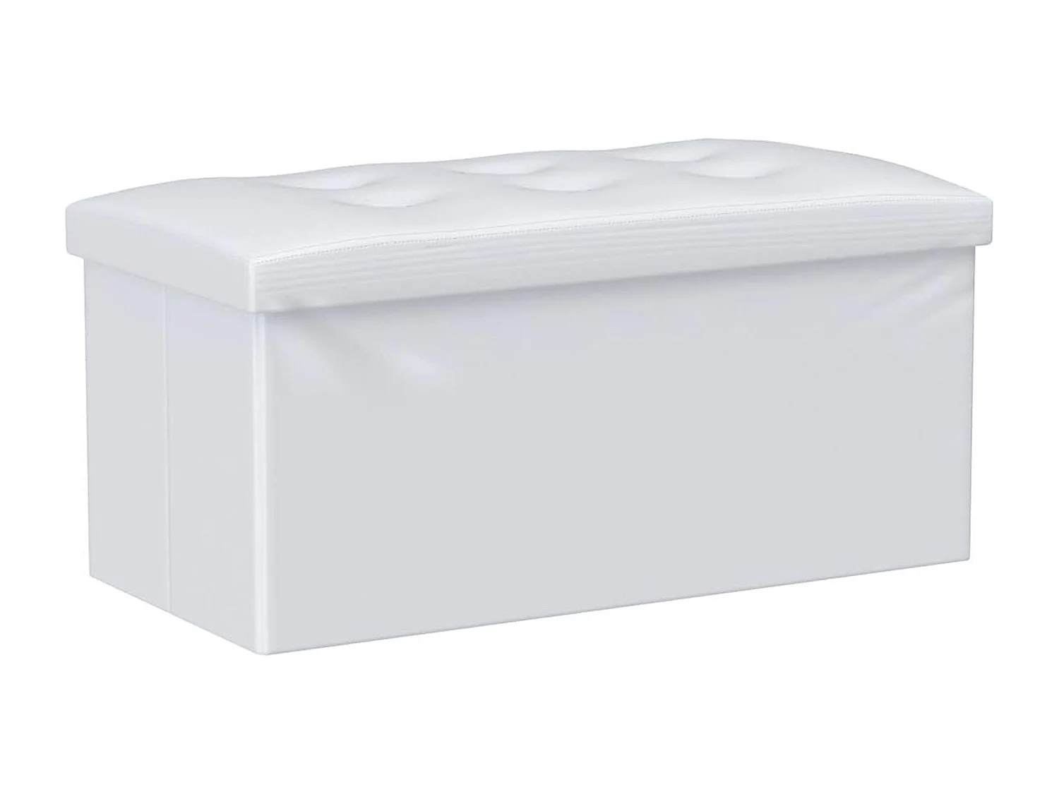 Mobili Rebecca Pouf Coffre de rangement Banc Rectangle Blanc Stokage 38x76x38