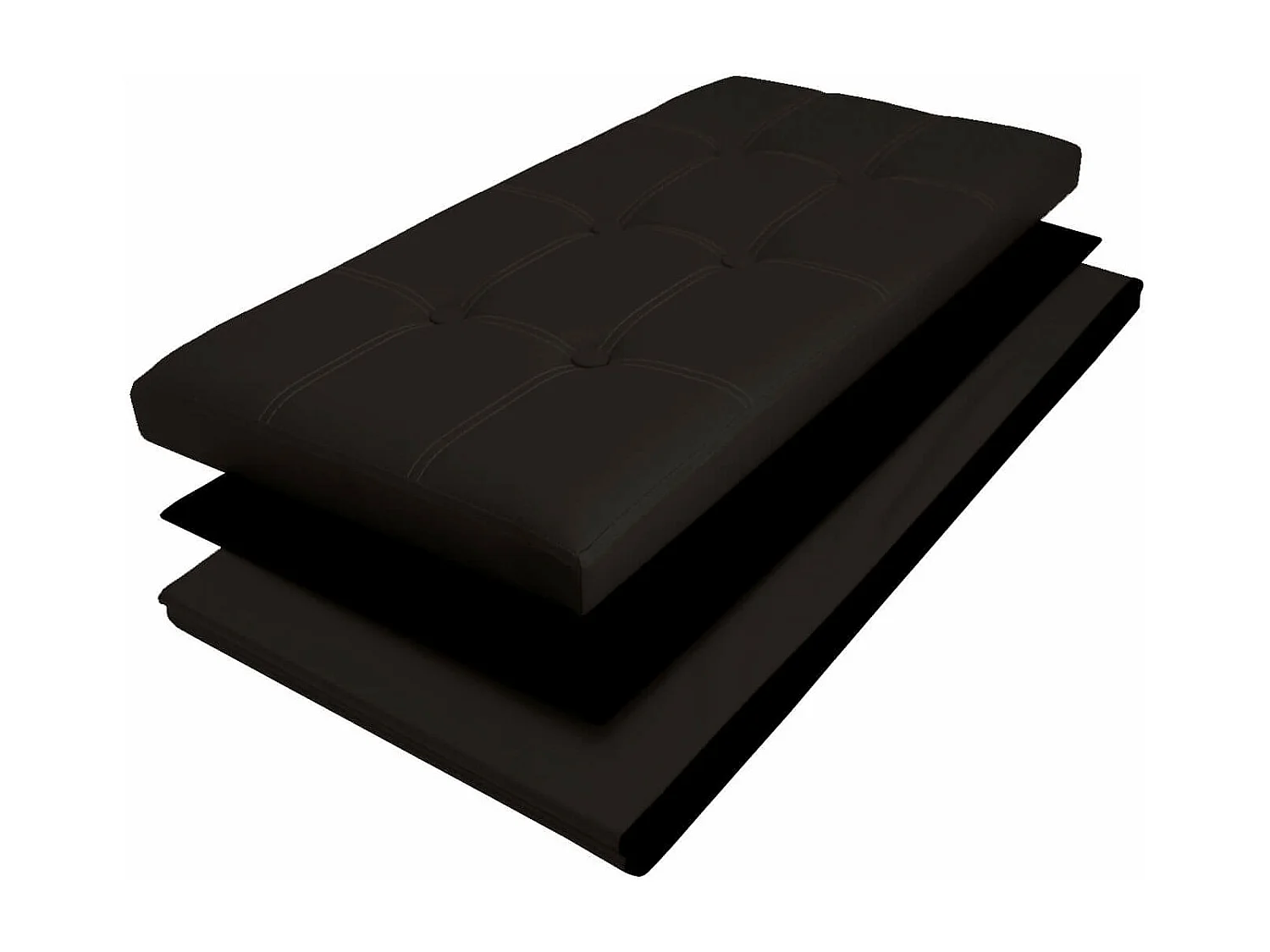 Mobili Rebecca Pouf Coffre de rangement Banc Rectangle Noir Stokage 38x76x38