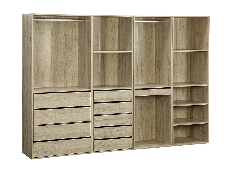 Kit dressing modulable avec 4 éléments. naturel. panneaux stratifiés