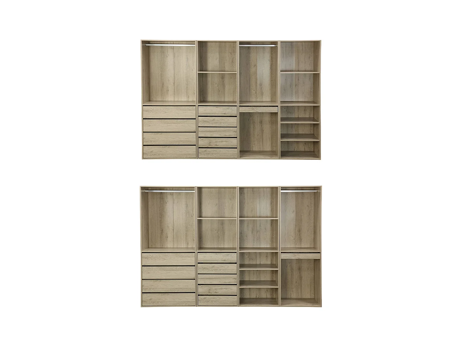 Kit dressing modulable avec 4 éléments. naturel. panneaux stratifiés