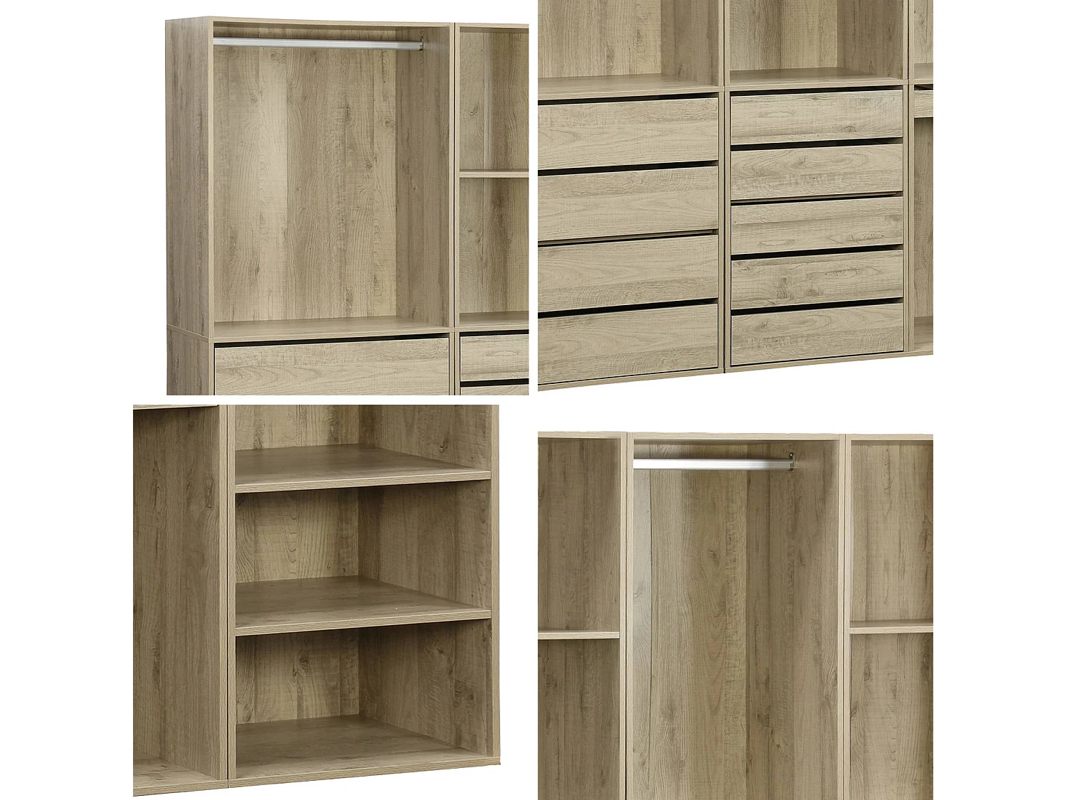 Kit dressing modulable avec 4 éléments. naturel. panneaux stratifiés