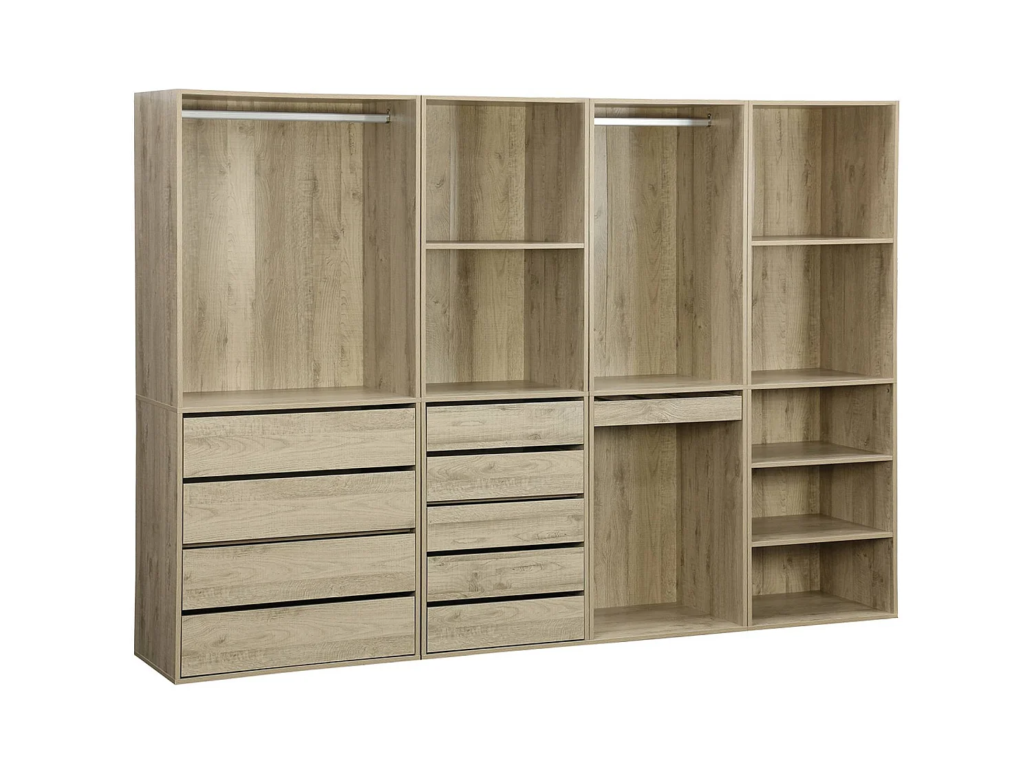 Vestidor módulo de 4 elementos natural
