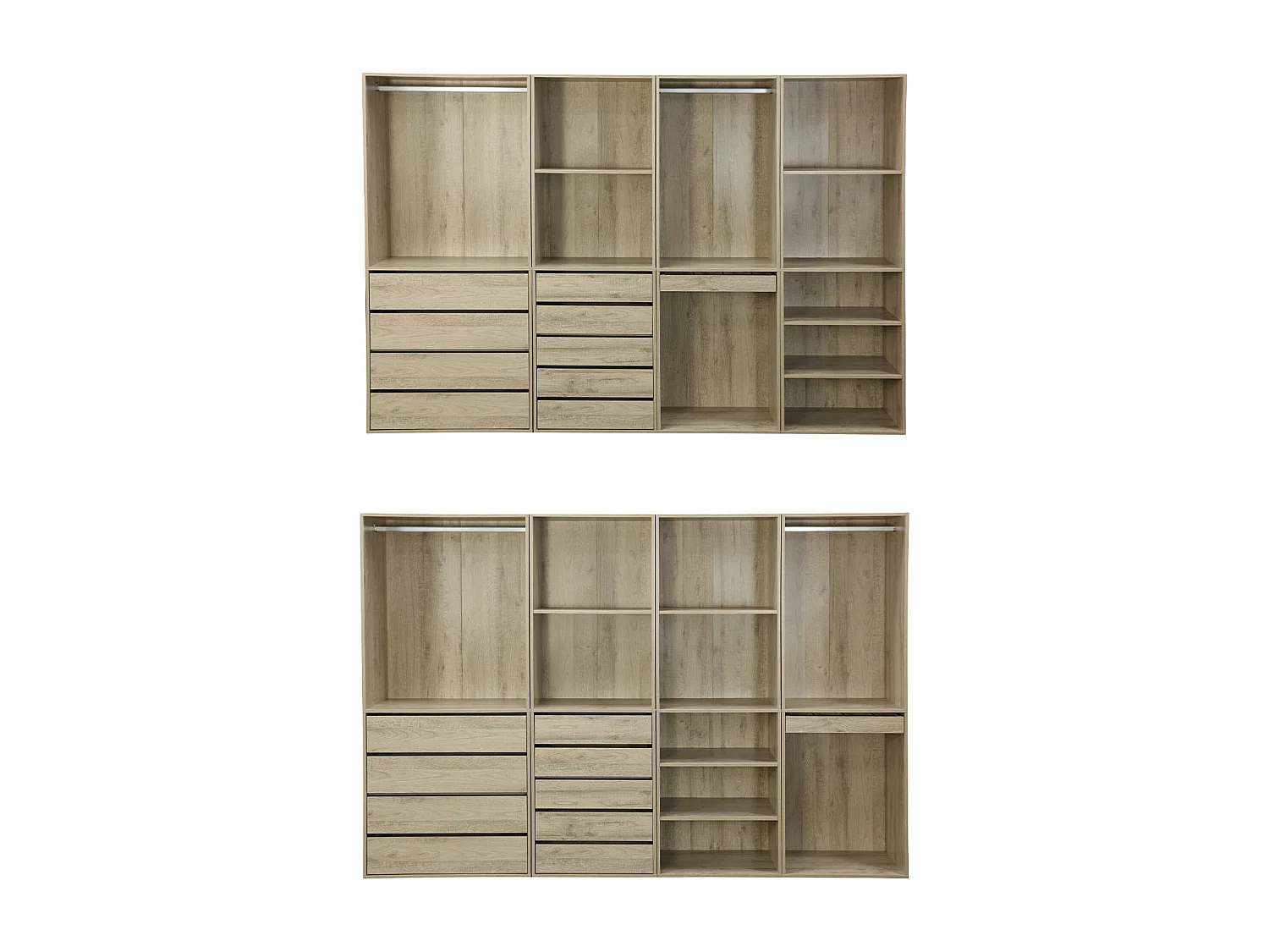 Kit dressing modulable avec 4 éléments. naturel. panneaux stratifiés