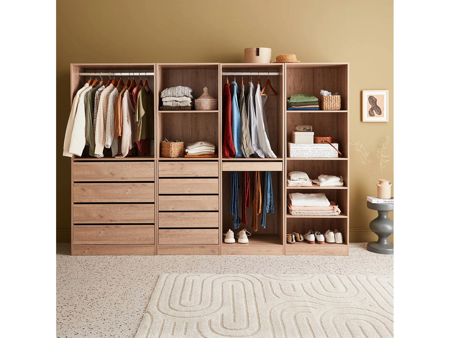 Armario modular con 4 elementos natural
