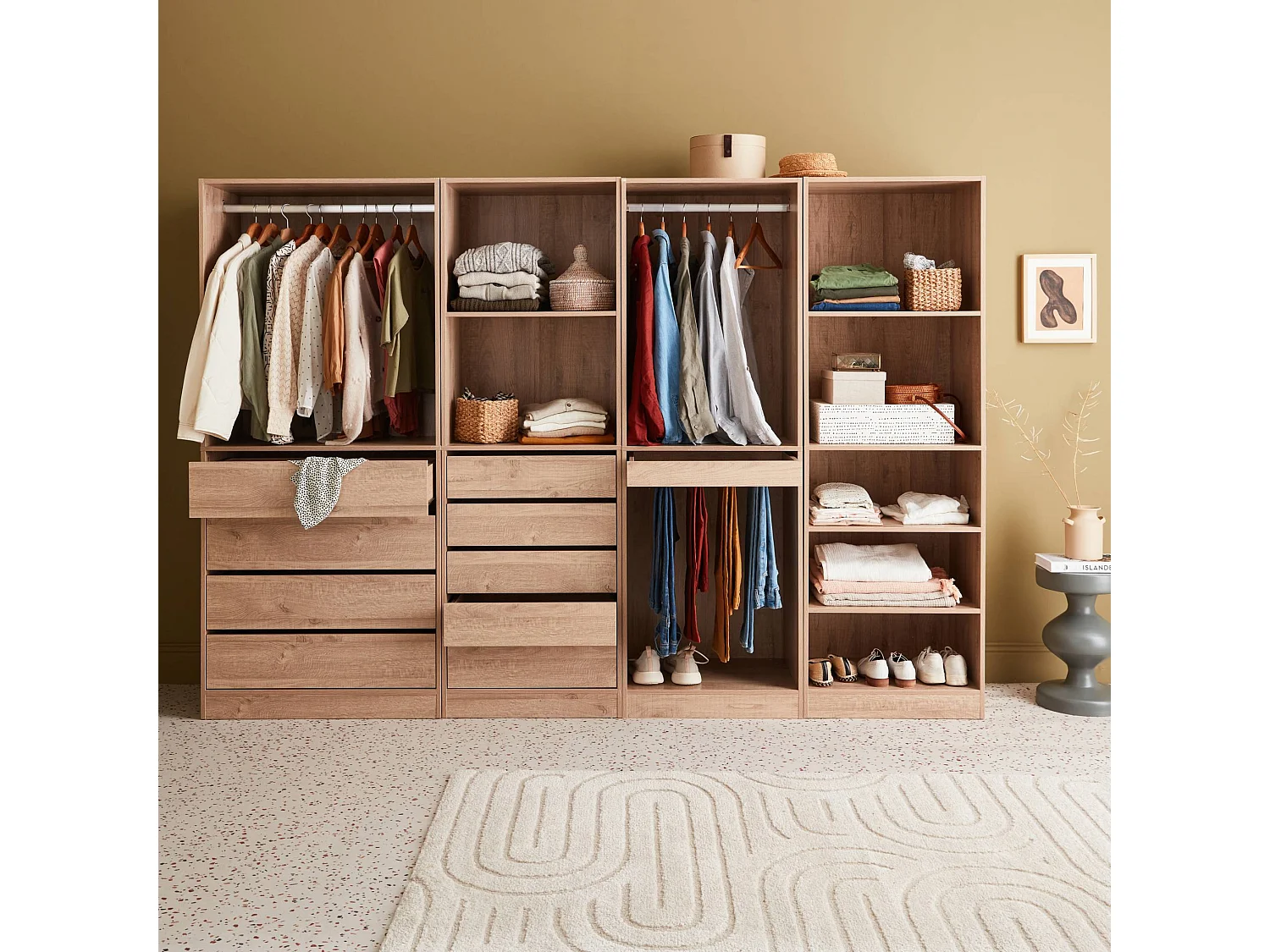 Armario modular con 4 elementos natural