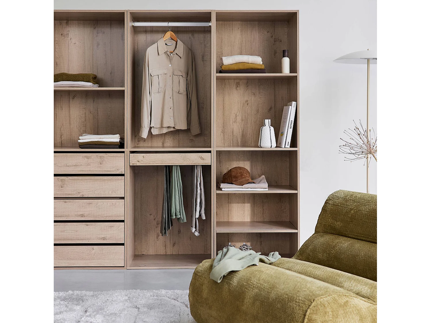 Armario modular con 4 elementos natural