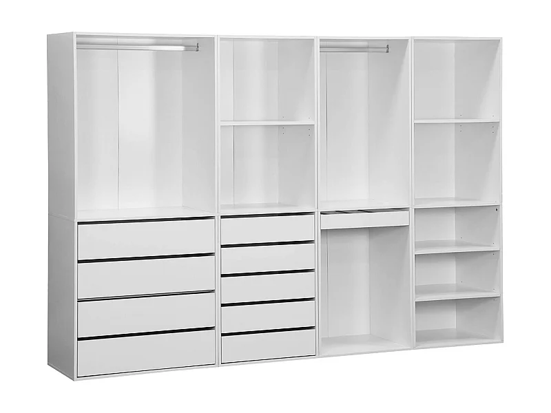 Kit dressing modulable avec 4 éléments. blanc. panneaux stratifiés