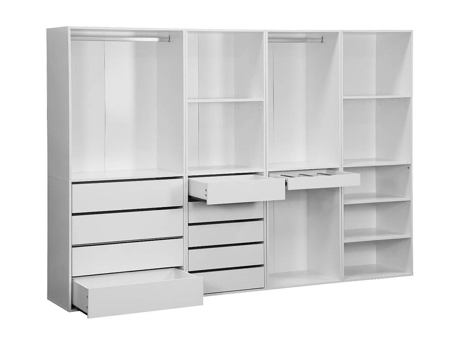 Kit armadio modulare con 4 unità, bianco