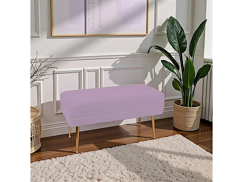 Banquette 2 places tissu rose pieds dorés TIM