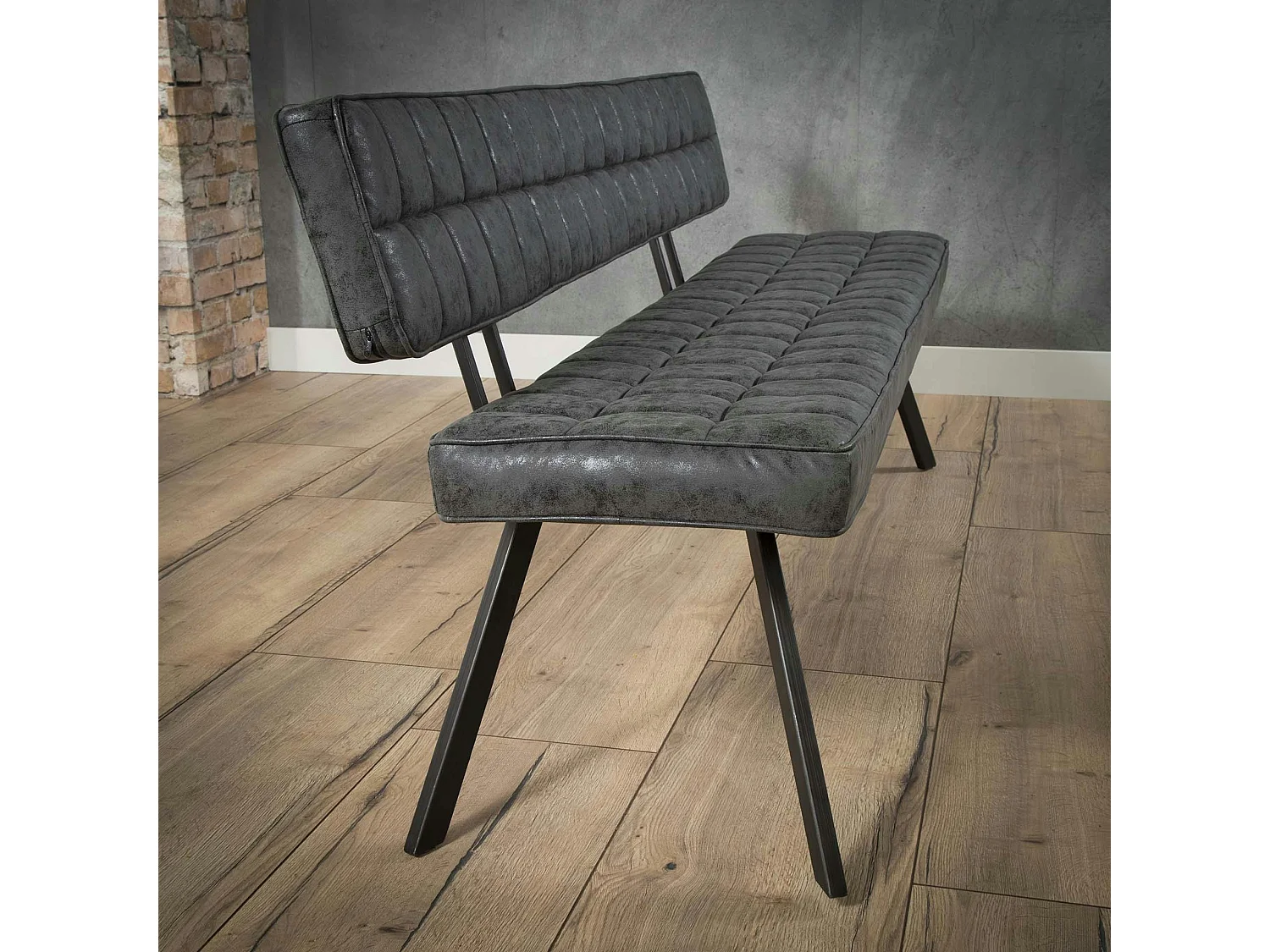 Banc salle à manger noir avec dossier 180 cm TRIBECA