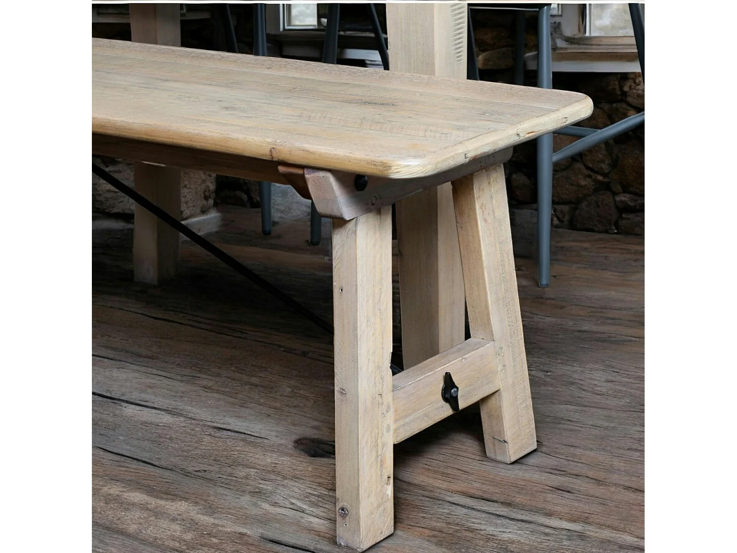 Banc de table bois recyclé clair 150 cm SALERNE