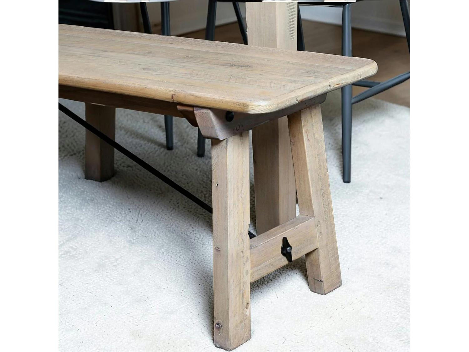 Banc de table bois recyclé clair 150 cm SALERNE