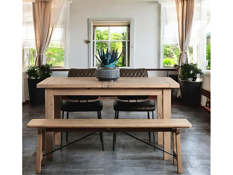 Banc de table bois recyclé clair 150 cm SALERNE