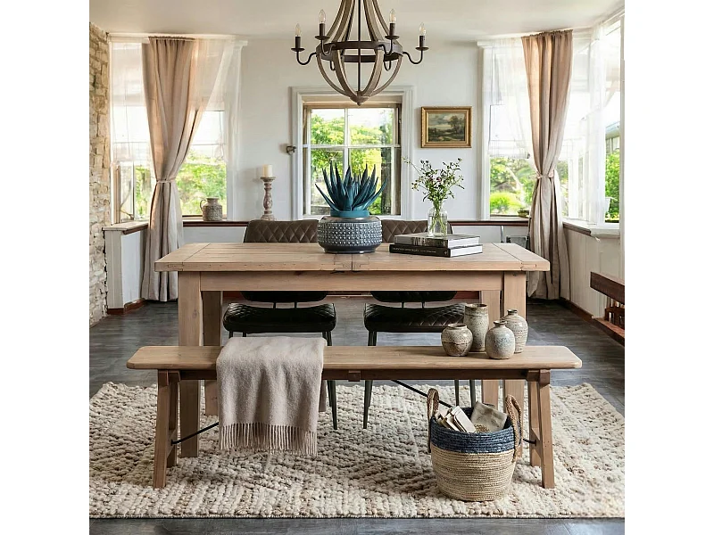 Banc de table bois recyclé clair 150 cm SALERNE