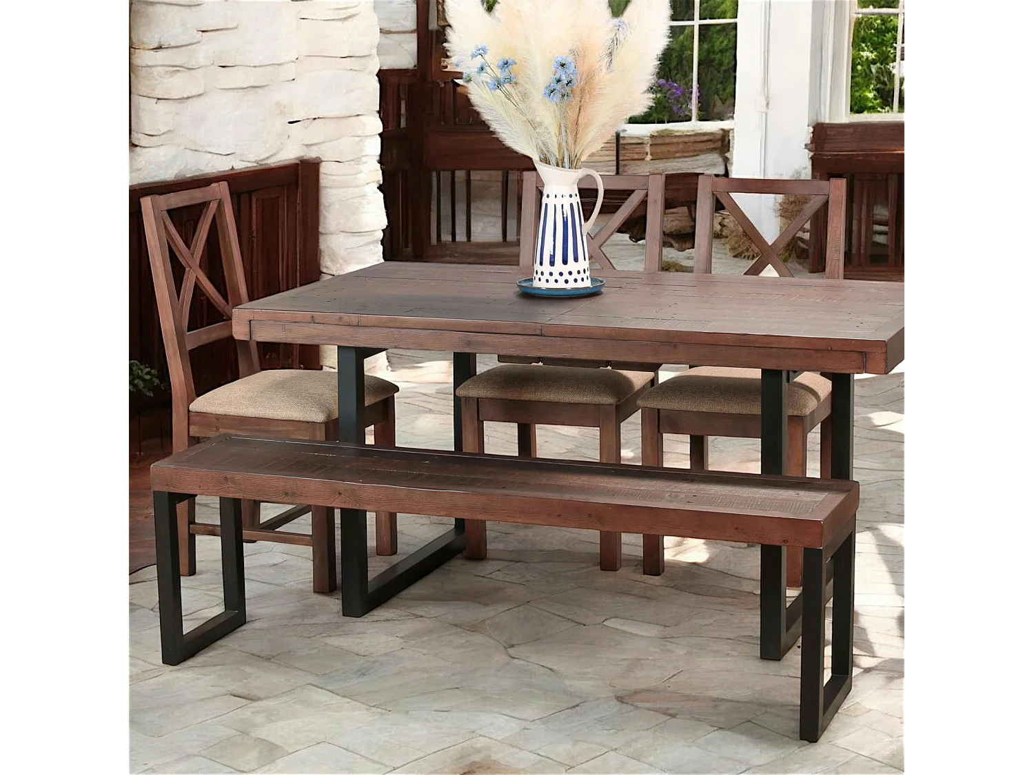 Banc bois brun recyclé 155cm SAMOA