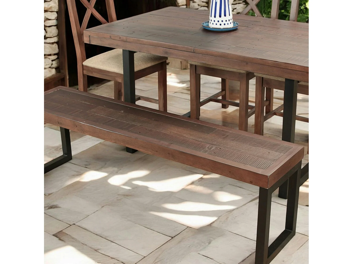 Banc bois brun recyclé 155cm SAMOA