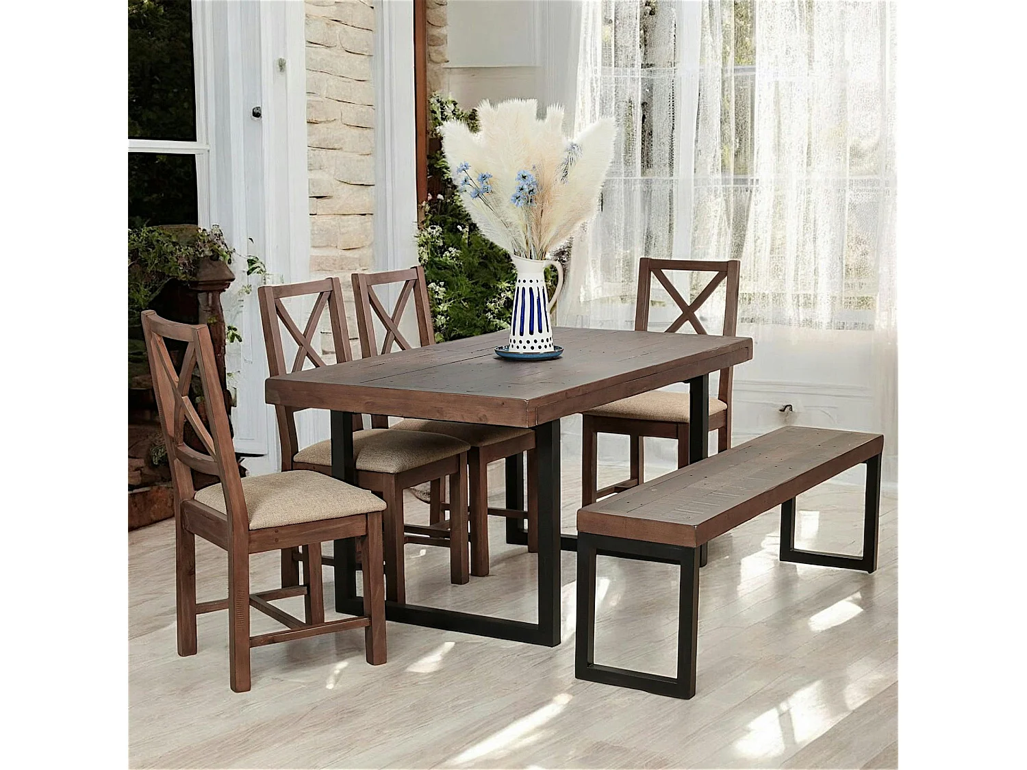 Banc bois brun recyclé 155cm SAMOA