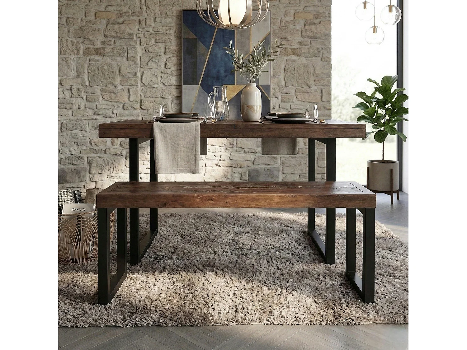 Banc bois brun recyclé 155cm SAMOA