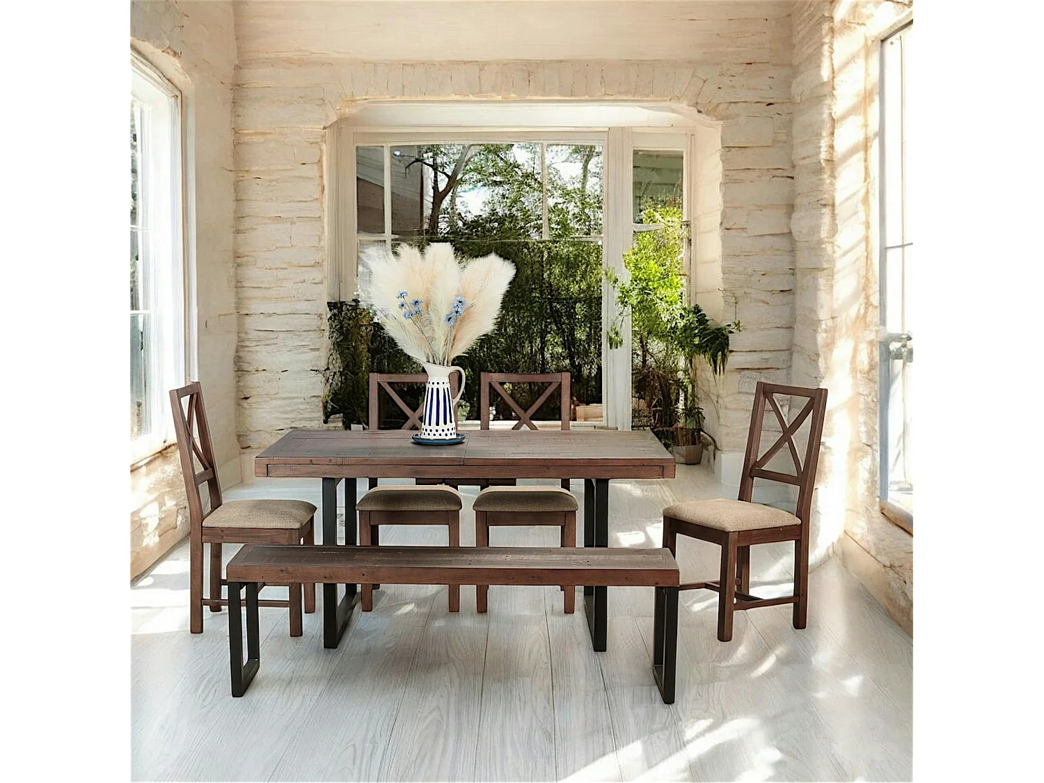 Banc bois brun recyclé 155cm SAMOA