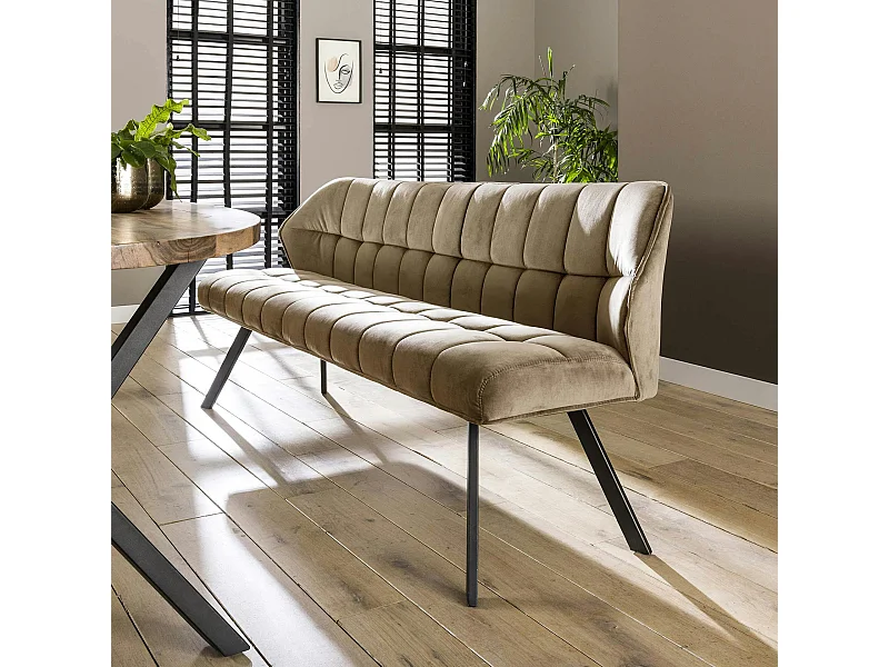 Banc salle à manger velours beige 180 cm MELBOURNE