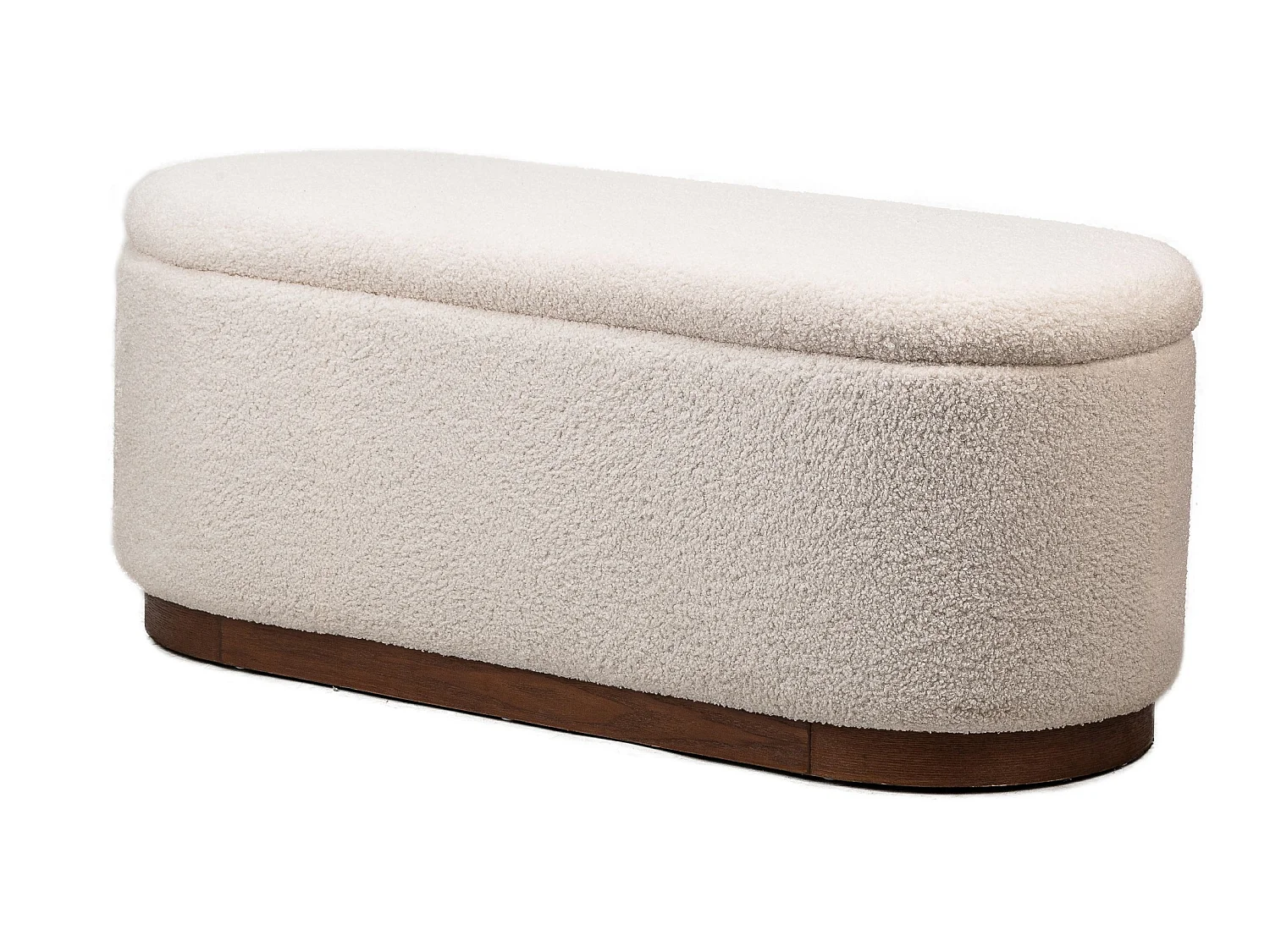 Banc coffre avec rangement en bouclettes blanches