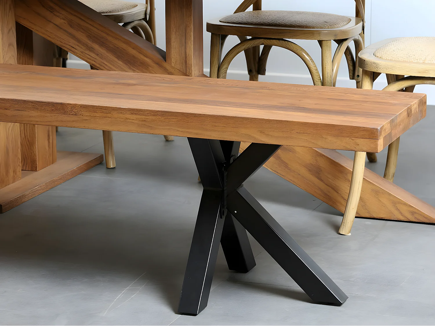 Banc de table chêne massif pieds croisés 200 cm OKA