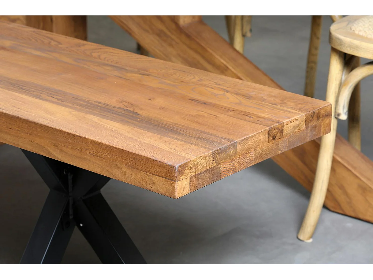 Banc de table chêne massif pieds croisés 200 cm OKA