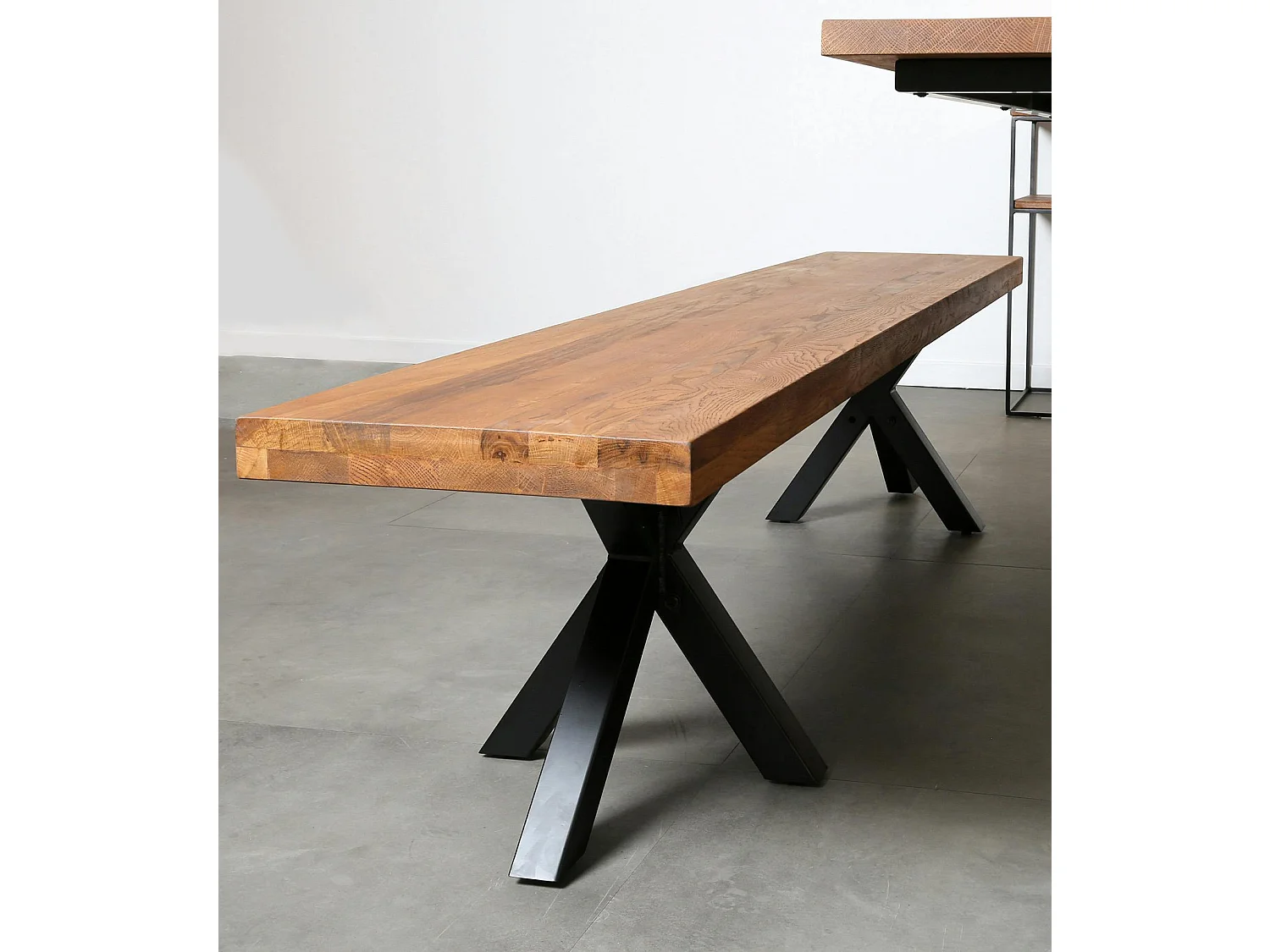 Banc de table chêne massif pieds croisés 200 cm OKA