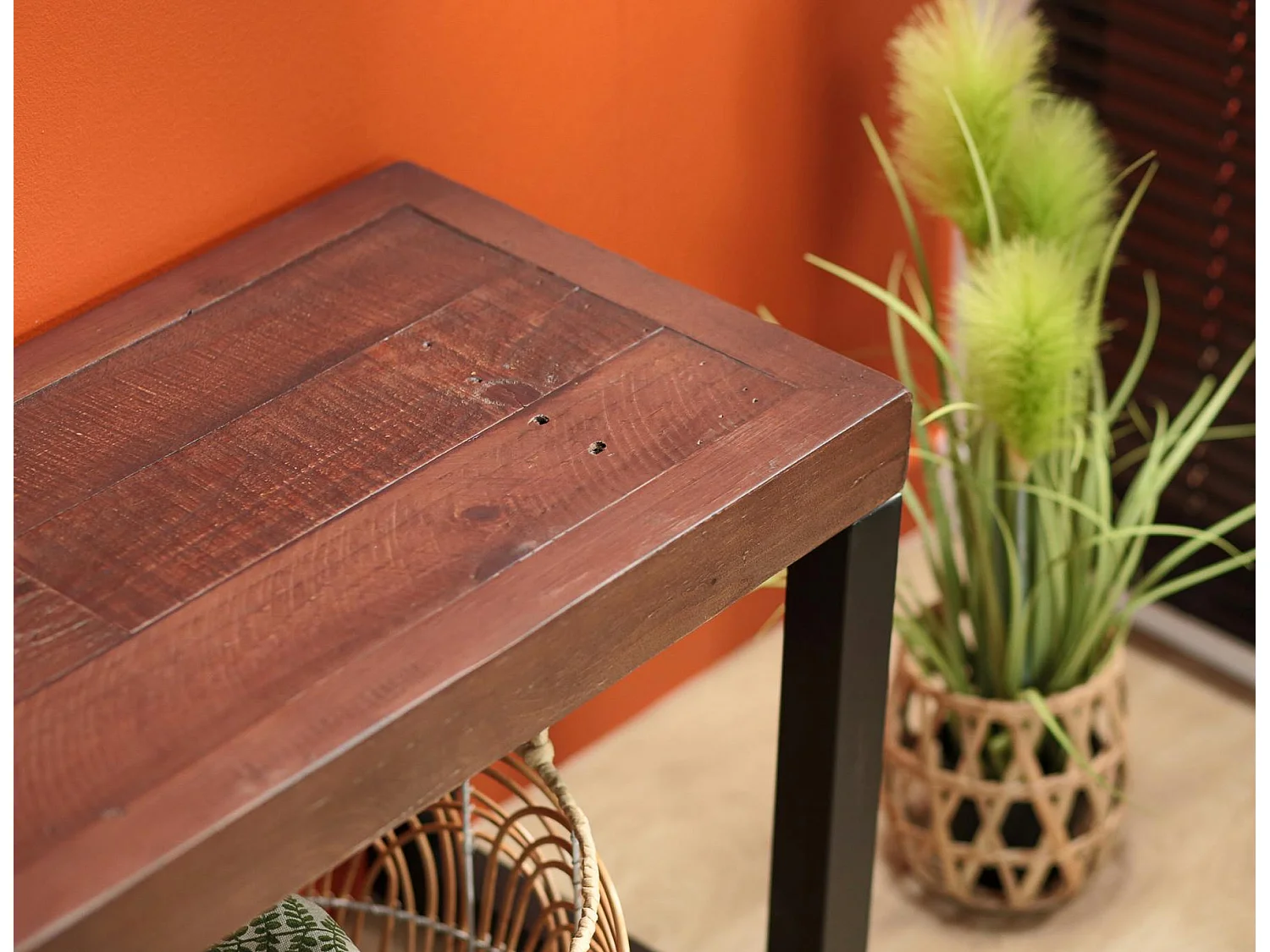 Banc bois brun recyclé pieds métal 140 cm SAMOA