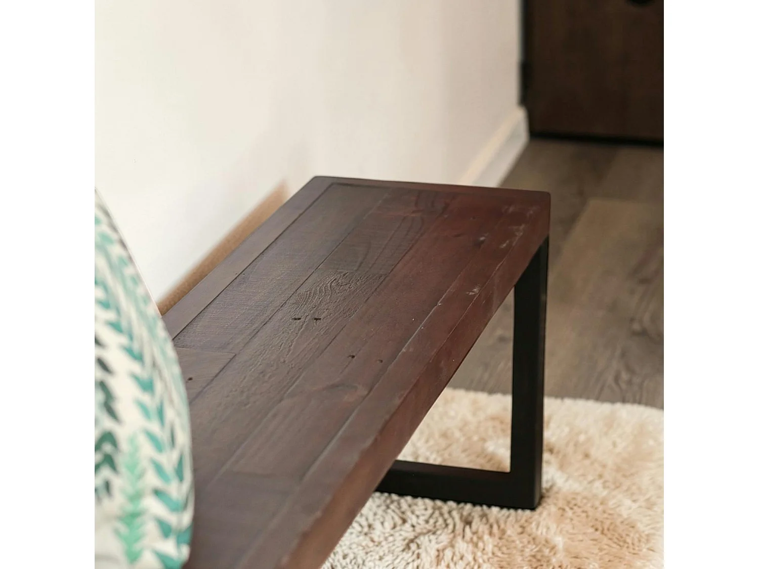 Banc bois brun recyclé pieds métal 140 cm SAMOA